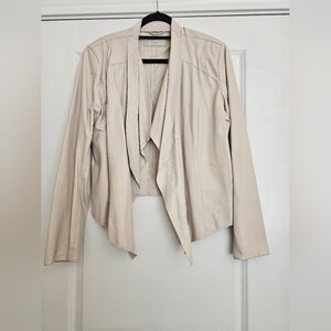 Women's Cream Faux Leather Draped Jacket, BlankNYC, Size XL
